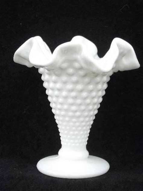 Vintage Fenton Hobnail Milk Glass Lot Flower Vases Planters Rose Bowls