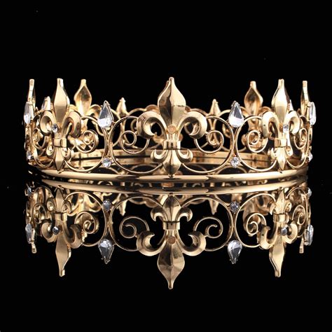 Adult Royal Crown King / Queen Full Crowns Iris flower Design Baroque ...