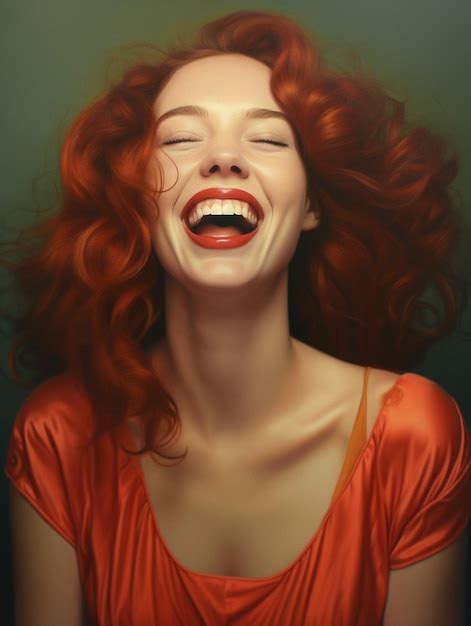 Premium Ai Image A Woman With Red Hair Smiling And Laughing