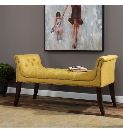 Arm & host chairs side chairs benches bar & counter stools storage & display back; Uttermost - 23412 Henning Mustard Bench in 2020 ...