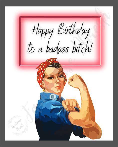 Happy Birthday Badass Bitch Card Instant Download Etsy