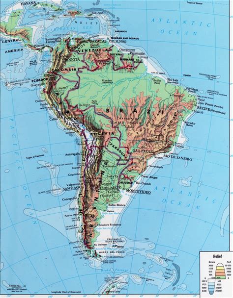 Andes Mountains Map Topography Map South America Map