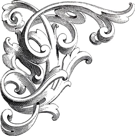 Vintage Corner Scrolls Design Filigree Tattoo Filagree Ornament