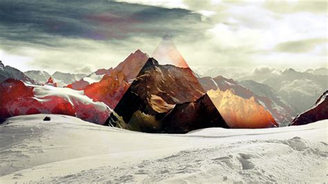 Polyscape Mountain Snow Triangle Abstract Wallpapers Hd Desktop