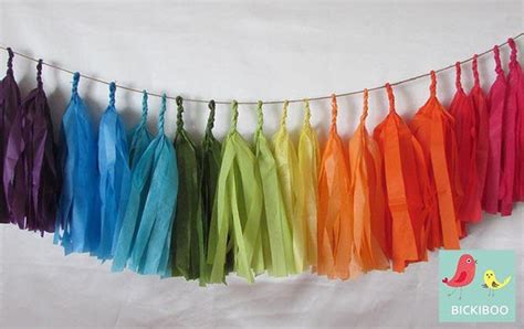 Tissue Paper Tassel Garland Colours Of The Rainbow Bickiboo Designs
