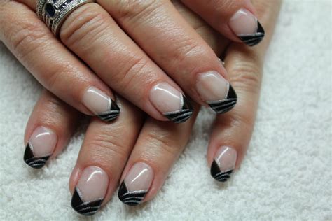 Black And Silver French Design Art Nails Nail Designs French Silver