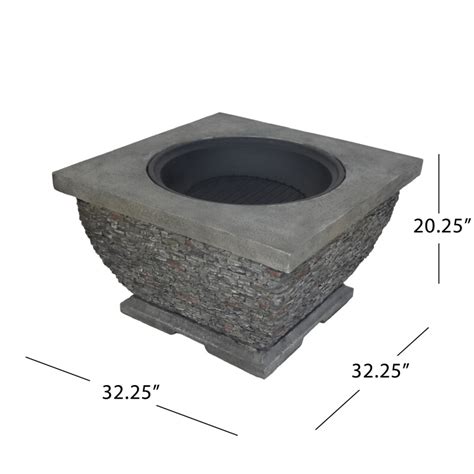 Mia Outdoor 32 Wood Burning Light Weight Concrete Square Fire Pit
