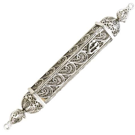 Silver Filigree Style Mezuzah Case Baltinester Judaica