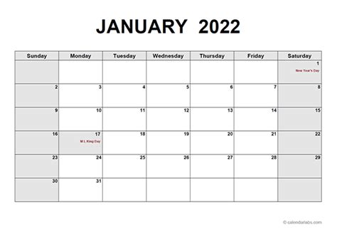 2022 Monthly Calendar Pdf Free Printable Templates