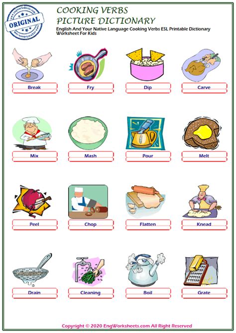 Learn Cooking Verbs In English Eslbuzz Learning English Ficha Online