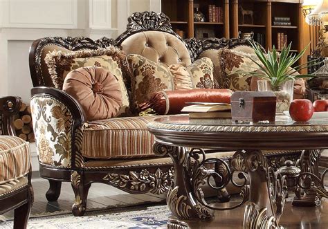 Victorian Beige Chenille Sofa Set 5pcs Traditional Homey Design Hd 1976