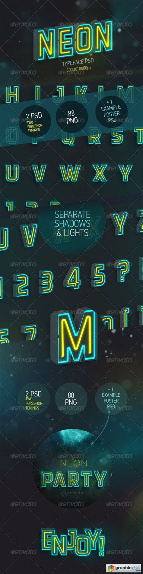 Neon Typeface 3 Psd 88 Png Free Download Vector Stock Image