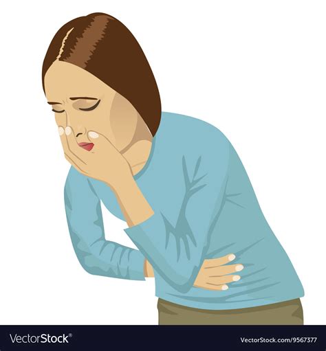 Sick Young Woman About To Throw Up Vomit Vector Image