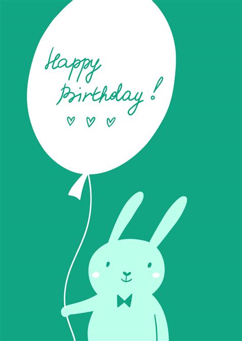 Free Vector Happy Birthday Card With Cute Bunny