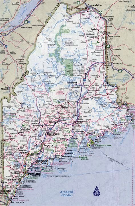 Large Detailed Roads And Highways Map Of Maine State With Printable