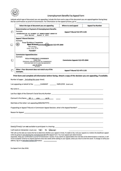 In order to get your documents to the right place, we should have given you the best fax number to use. Unemployment Benefits Fax Appeal Form printable pdf download