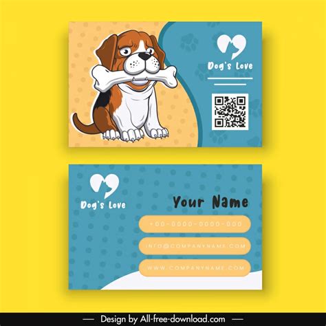 Pet Care Business Card Templates Handdrawn Dog Bone Vectors Graphic Art
