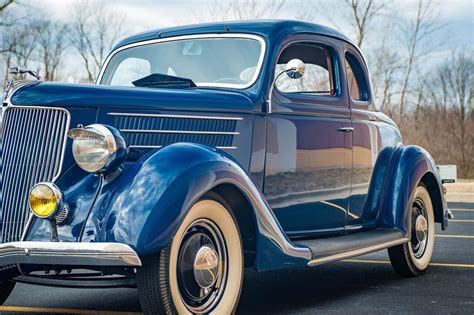 Blue 1936 Ford 5 Window Coupe 221 Cid Flathead V8 3 Speed Manual