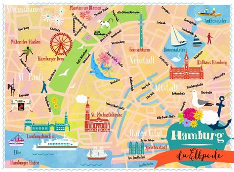 Hamburg Map By Elisandra 2014 Hamburg Stadtplan Hamburg