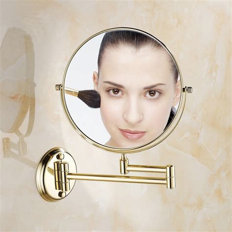 Brass Bathroom Cosmetic Mirror Makeup 8 Inch Golden Polished Double