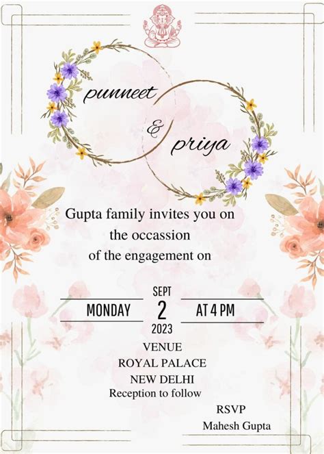 Ring Ceremony Invitation Card Engagement Invitation Maker New Designs