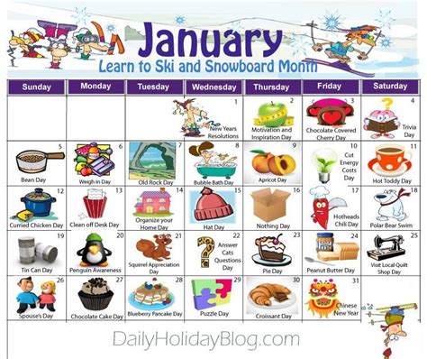 January 2014 Holiday Calendar Daily Holidays Silly Holidays