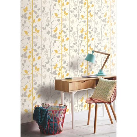 Find Arthouse Woodland Grey And Yellow Wallpaper At Homebase Visit Your