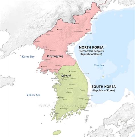 Large Detailed Physical Map Of Korean Peninsula Korea