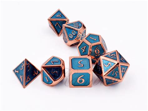 New Font Blue Dungeons And Dragons Dice Dnd Dice Set Metal Etsy
