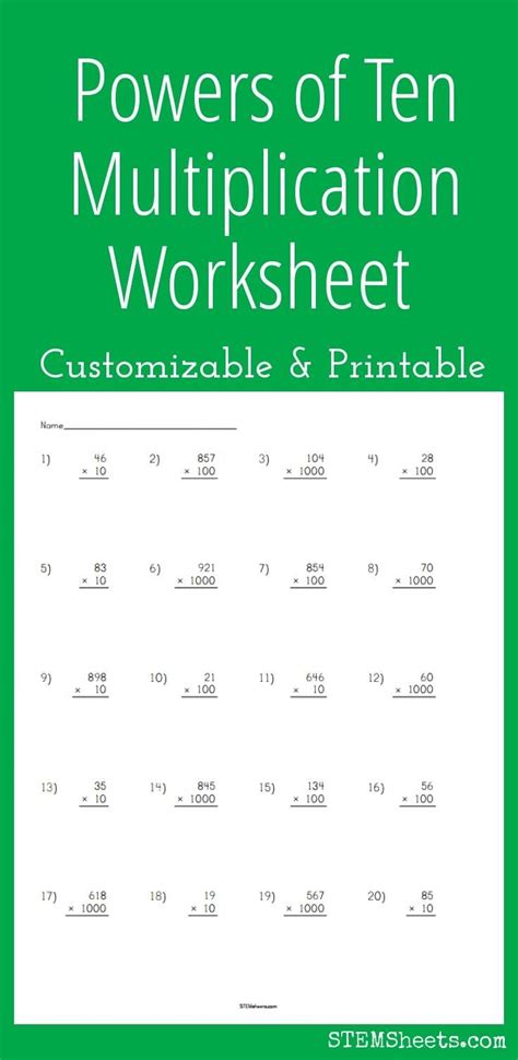Powers Of 10 Worksheets Free Printable Printable Word Searches