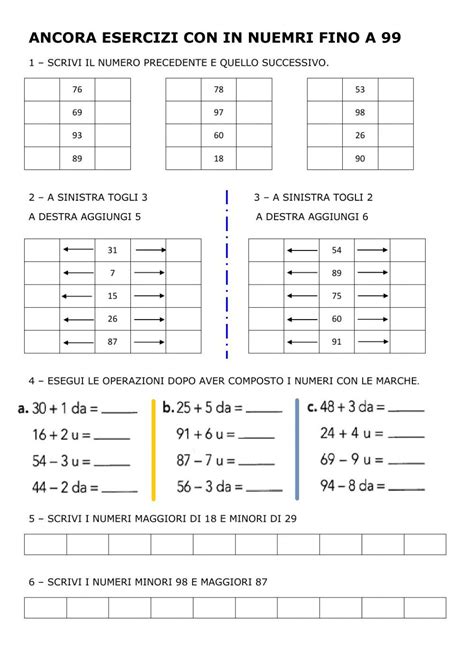 Conto Con I Numeri Fino A 99 Worksheet 1st Grade Math Worksheets