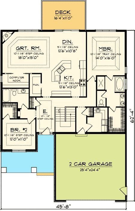 Privacy, a better night's sleep, a space all your own even when you're sharing a home; Easy-to-Build 2 Bed Home Plan - 89819AH | Craftsman ...