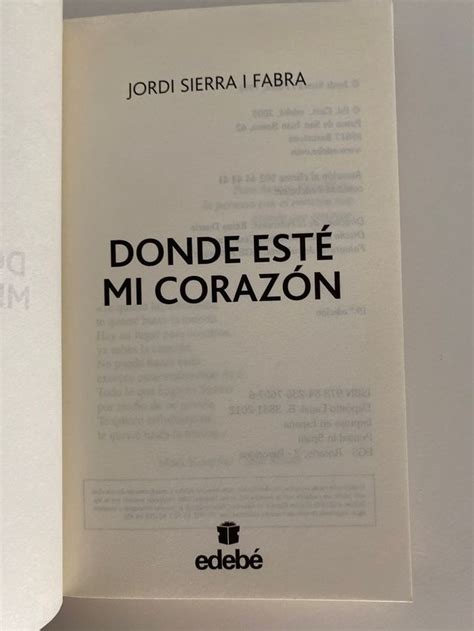 Donde Esté Mi Corazón Jordi Sierra I Fabra De Segunda Mano Por 5 Eur