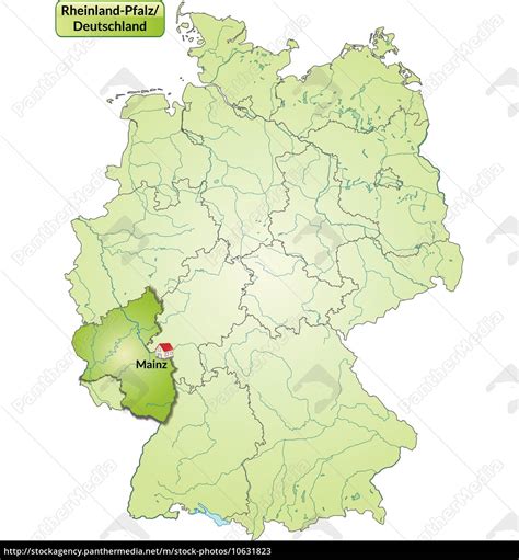 Karte Von Rheinland Pfalz Mit Hauptstädten In Grün Stockfoto