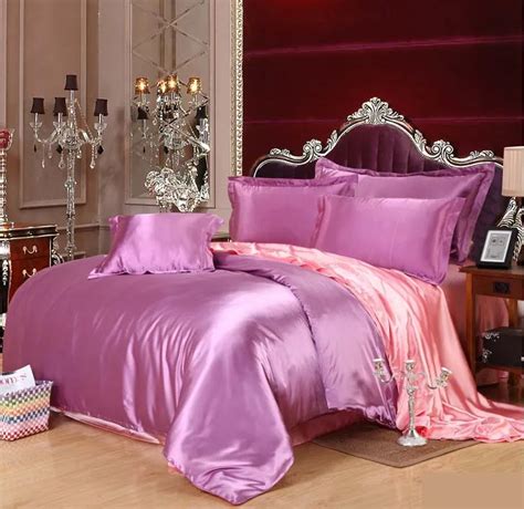 luxury silk satin 3 4pcs bedding set bedclothes sets ice silk two colors twin full queen king
