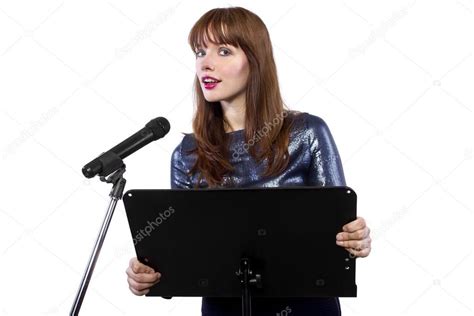 Girl Speaking Into A Microphone — Stock Photo © Innovatedcaptures 59585185