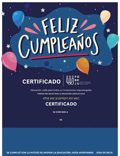 Certificado Digital Cumpleaños Fobeju Chile