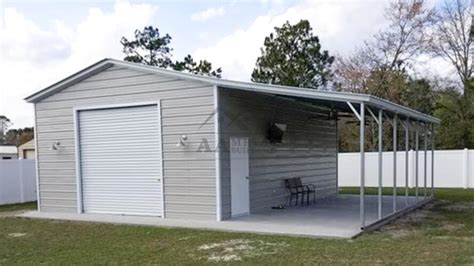 30x30 Vertical Roof Metal Garage With Lean To Strong Durable Garages