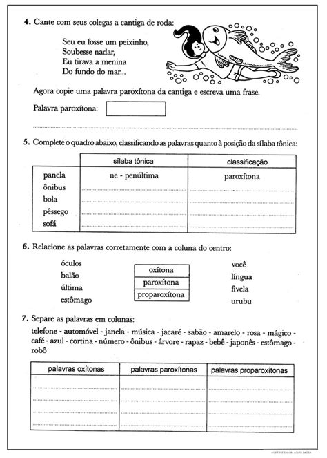 OxÍtonas ParoxÍtonas ProparoxÍtonas Atividades 3° 4° 5° Anos Para