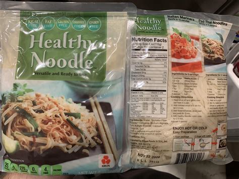 Shirataki noodles make the perfect healthier pad thai. Here's the package and nutrition info on the Healthy ...