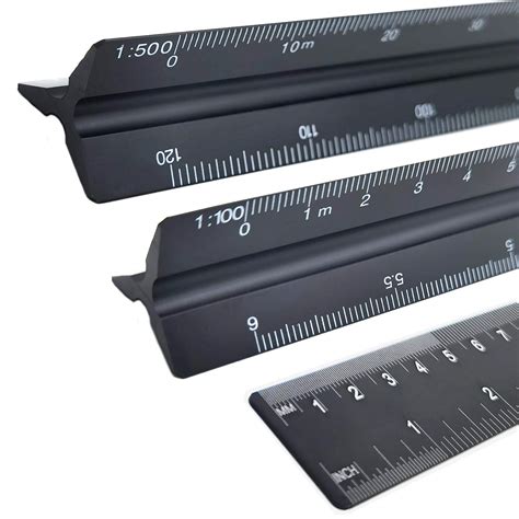 Qisf 3 Pack Metal Scale Ruler For Architects And Engineers30cm Aluminum