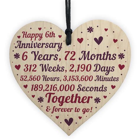 Anniversary Wooden Heart To Celebrate 6th Wedding Anniversary
