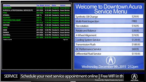 Service Appointment Menu Boards For Car Dealers Service Customers