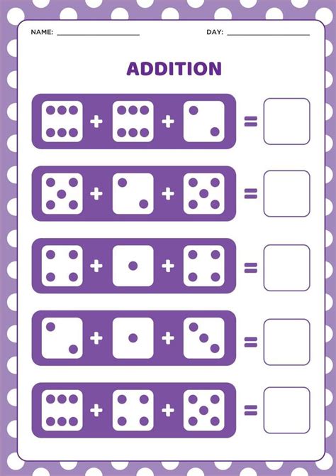 Dice Addition Worksheet 12106129 Vector Art At Vecteezy