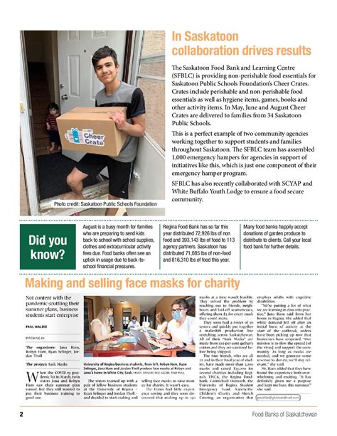 Food Banks Of Sk August 2020 Newsletter Page 002 Food Banks Of