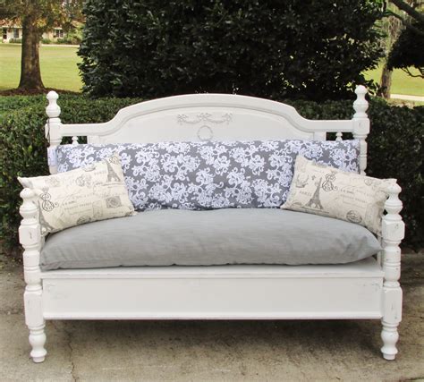 Hand Made Shabby Chic Bench Recycled From Old Headboard And Footboard