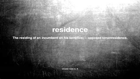 What Does Residence Mean Youtube