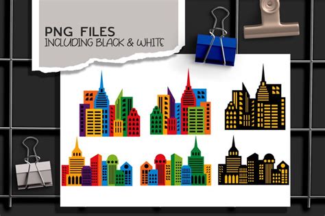 Modern Superhero City Skyline Clipart 8 Png