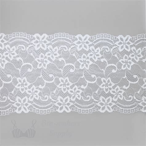 White Stretch Floral Lace Width 6ins 16m Fit2Sew