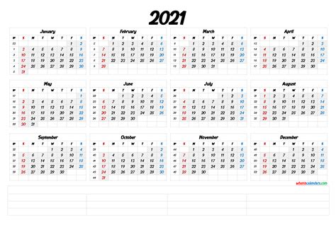 Printable 2021 Calendar With Week Numbers 6 Templates